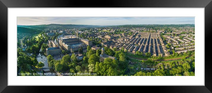 Saltaire, an Aeroview. Framed Mounted Print by Chris North