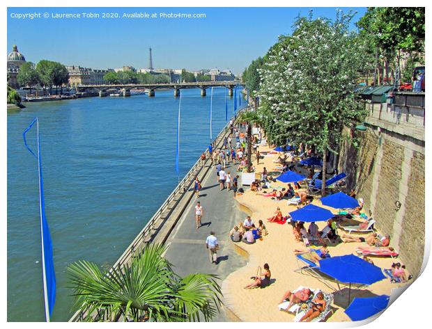 Temporary Beach on the Seine, Paris Print by Laurence Tobin