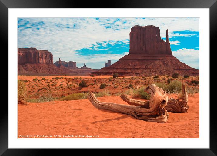 Dead Tree at Monument Valley Framed Mounted Print by Ken Hunter