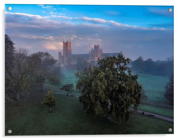 Dawn over a misty Ely Cathedral, 5th November 2020 Acrylic by Andrew Sharpe