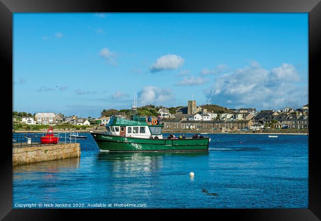 The Meridian Coming in to Hugh Town St Mary's Framed Print by Nick Jenkins