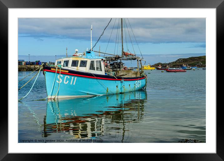 Victory of Helford Fishing Boat Hugh Town  Framed Mounted Print by Nick Jenkins