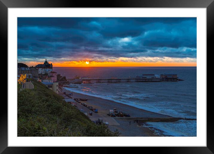 Sunset over Cromer Pier, Norfolk Framed Mounted Print by Andrew Sharpe