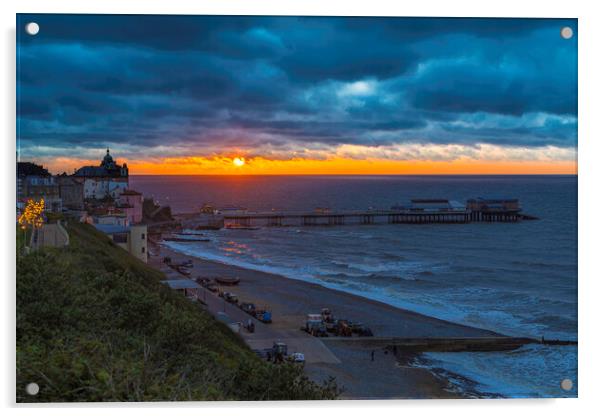 Sunset over Cromer Pier, Norfolk Acrylic by Andrew Sharpe