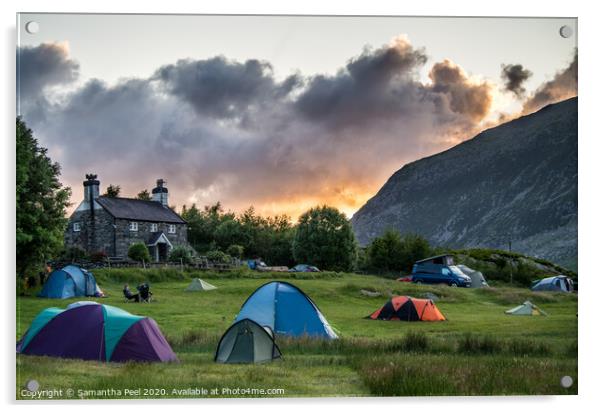 Camping at Snowdonia Acrylic by Samantha Peel