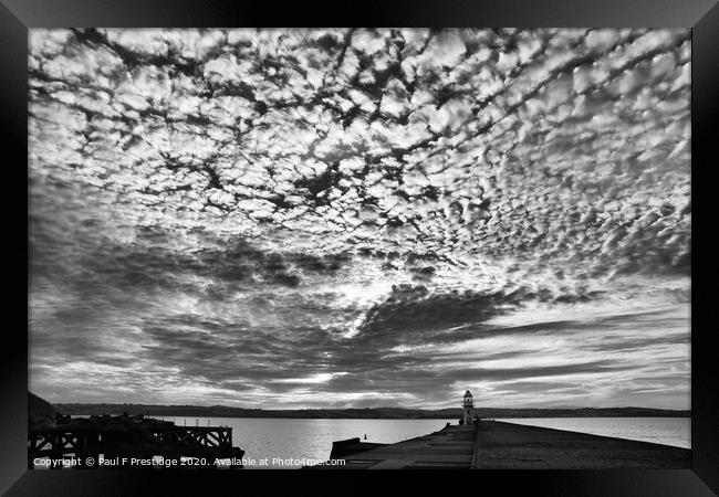 Magnificent Clouds Engulfing Brixham Lighthouse Framed Print by Paul F Prestidge