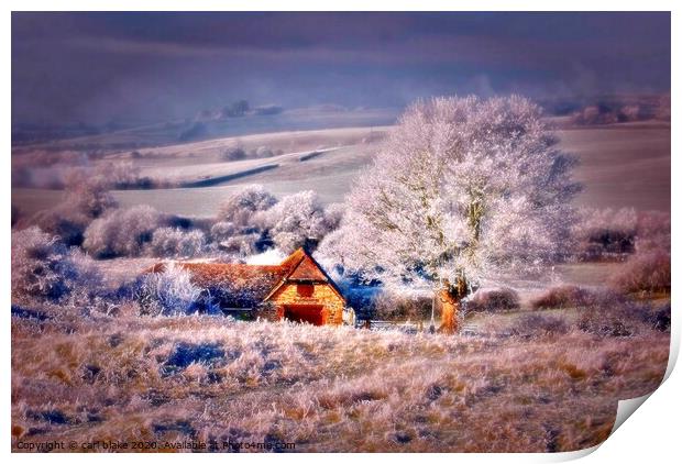 winter barn Print by carl blake