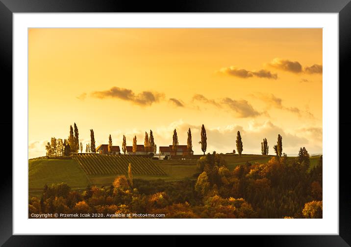 South styria vineyards landscape, Tuscany of Austria. Sunrise in autumn. Framed Mounted Print by Przemek Iciak