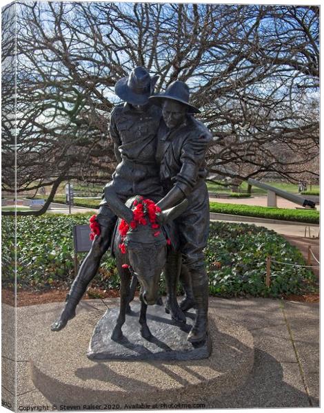 Simpson and his Donkey Statue Canvas Print by Steven Ralser