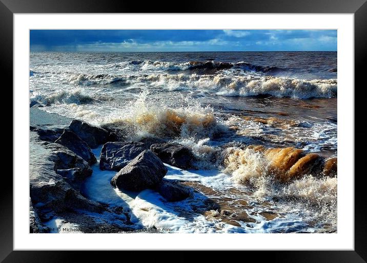 High Tide at Cleveleys beach Framed Mounted Print by Michele Davis