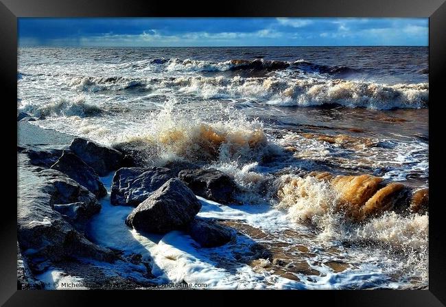 High Tide at Cleveleys beach Framed Print by Michele Davis