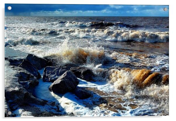 High Tide at Cleveleys beach Acrylic by Michele Davis