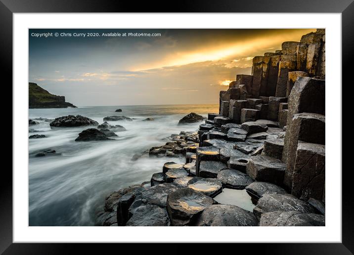 Giants Causeway Sunset Antrim Coast Northern Ireland Framed Mounted Print by Chris Curry