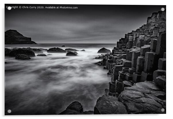 Giants Causeway Black and White Antrim Coast Northern Ireland Acrylic by Chris Curry