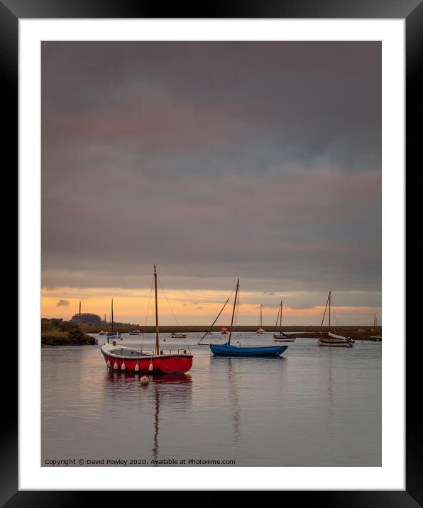 Burnham Overy Staithe at Dawn Framed Mounted Print by David Powley