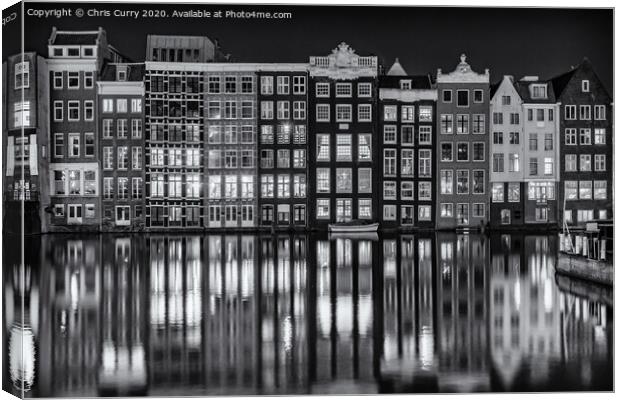 Amsterdam Black and White Damr Canvas Print by Chris Curry
