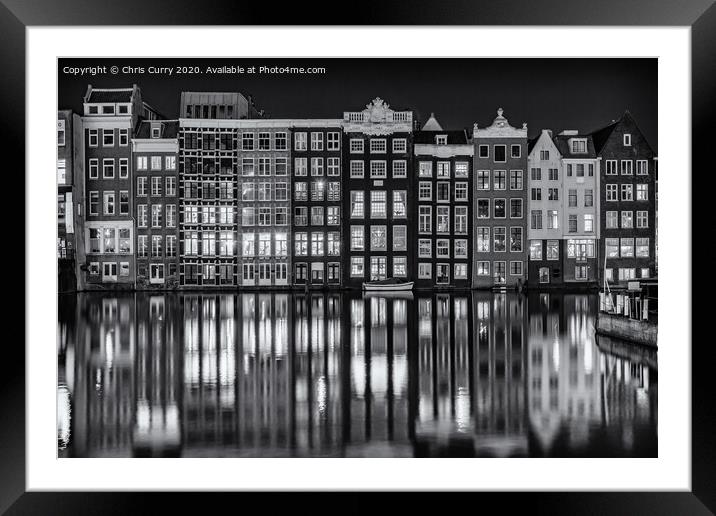 Amsterdam Black and White Damr Framed Mounted Print by Chris Curry
