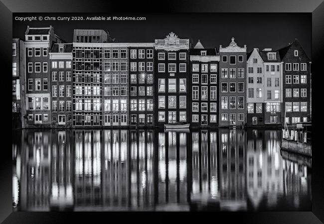 Amsterdam Black and White Damr Framed Print by Chris Curry