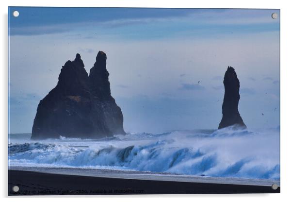Rock Formations at the Black Sand Beach in Iceland Acrylic by Jonathan Moulton