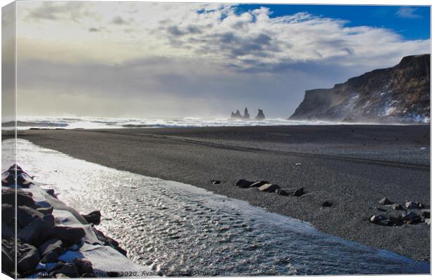 Black sand beach in Iceland Canvas Print by Jonathan Moulton