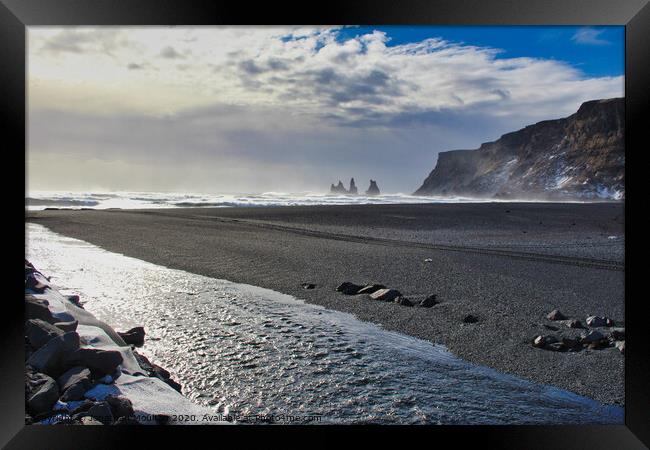 Black sand beach in Iceland Framed Print by Jonathan Moulton