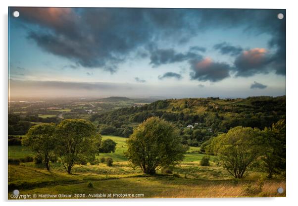 Stunning landscape image of view over English countryside during Summer sunset with soft light  Acrylic by Matthew Gibson