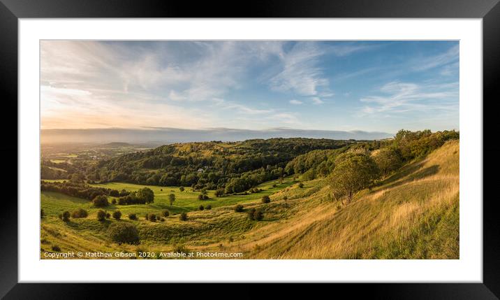 Stunning landscape image of view over English countryside during Summer sunset with soft light  Framed Mounted Print by Matthew Gibson