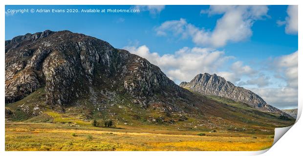 Tryfan Mountain East Face Wales Print by Adrian Evans