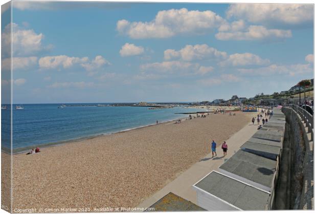 View across Lyme Regis Seafront Canvas Print by Simon Marlow