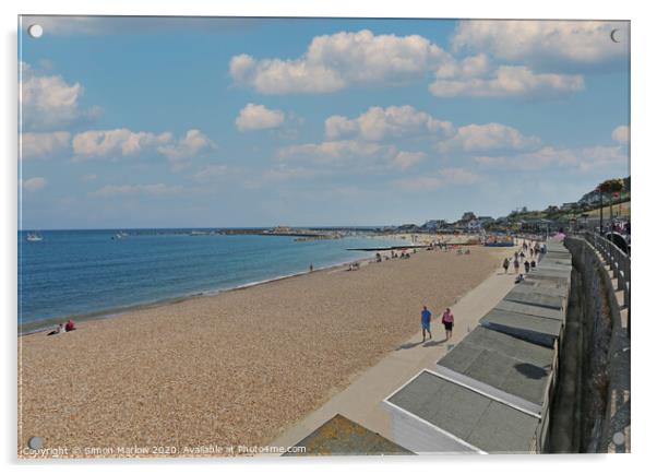 View across Lyme Regis Seafront Acrylic by Simon Marlow