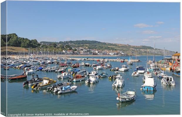 View overlooking Lyme Regis Canvas Print by Simon Marlow