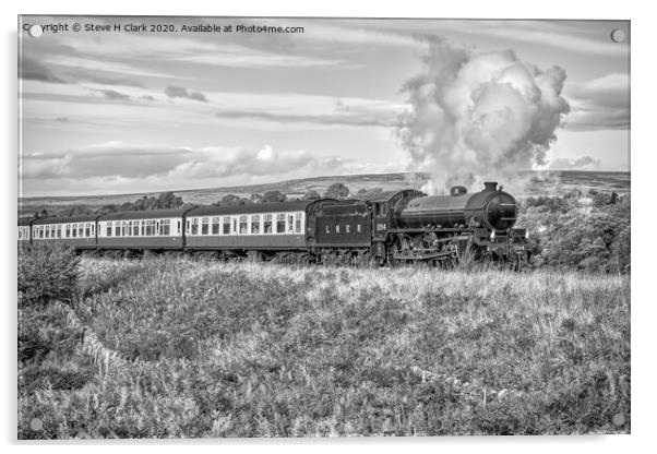 LNER Class B1 - Black and White Acrylic by Steve H Clark