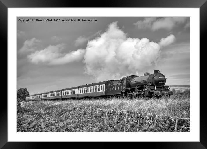 LNER Thompson Class B1 - Black and White Framed Mounted Print by Steve H Clark