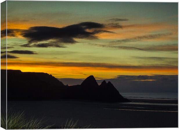 Sunrise over Three Cliffs, Gower Canvas Print by Paddy Art