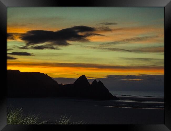 Sunrise over Three Cliffs, Gower Framed Print by Paddy Art