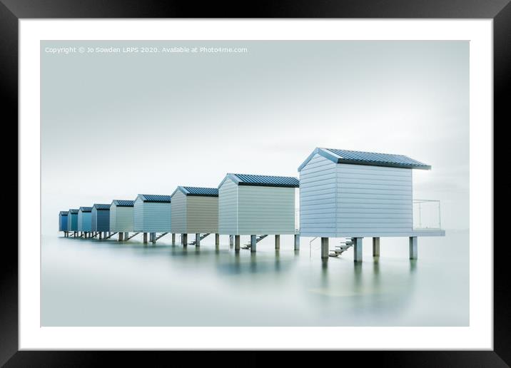 Osea Beach Huts Framed Mounted Print by Jo Sowden