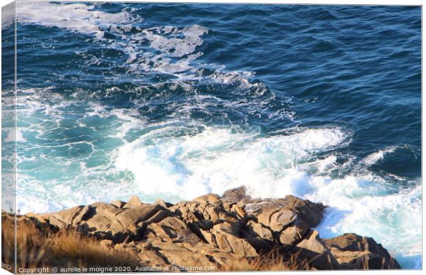 Waves crushing on the coast of Brittany Canvas Print by aurélie le moigne