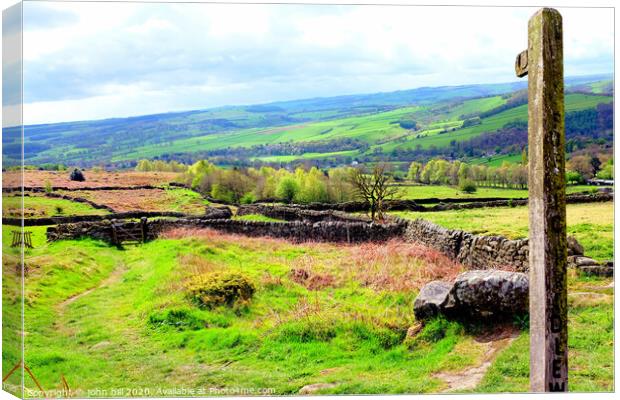Footpath into Curbar valley in Derbyshire. Canvas Print by john hill