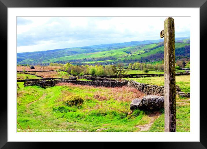 Footpath into Curbar valley in Derbyshire. Framed Mounted Print by john hill