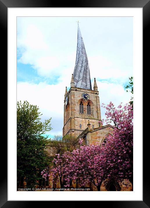 The crooked spire in Spring at Chesterfield in Derbyshire. Framed Mounted Print by john hill