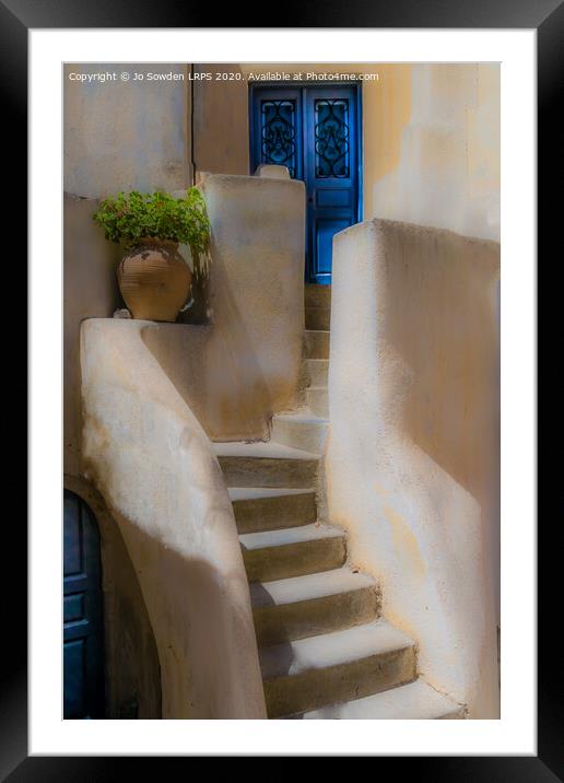  Greek Steps Santorini Framed Mounted Print by Jo Sowden