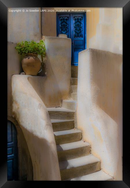  Greek Steps Santorini Framed Print by Jo Sowden