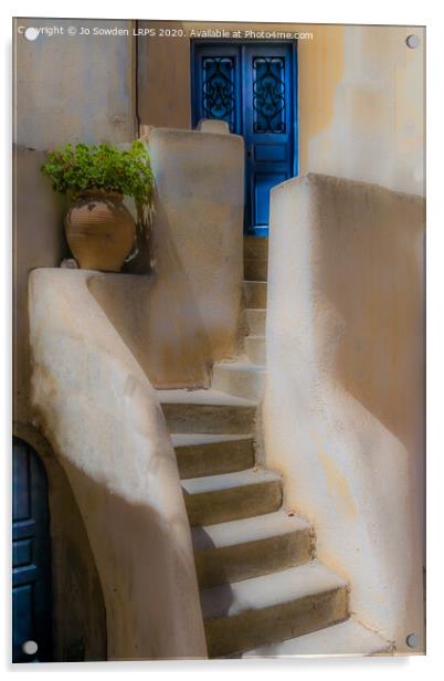  Greek Steps Santorini Acrylic by Jo Sowden