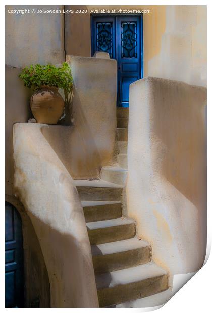  Greek Steps Santorini Print by Jo Sowden