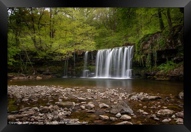 Sgwd Ddwli isaf, the lower gushing falls Framed Print by Bryn Morgan