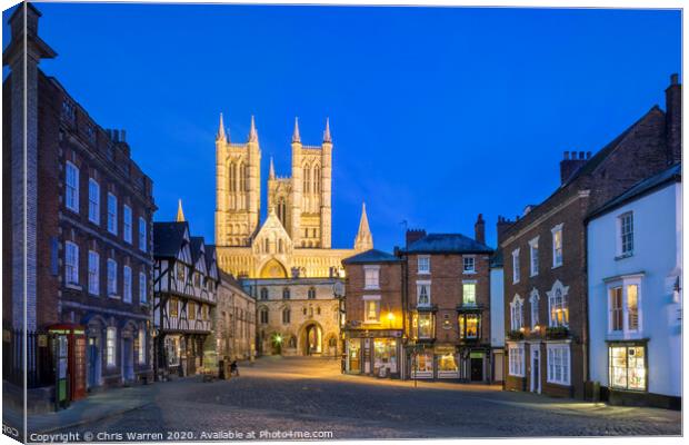 Lincoln Cathedral at Twilight Canvas Print by Chris Warren