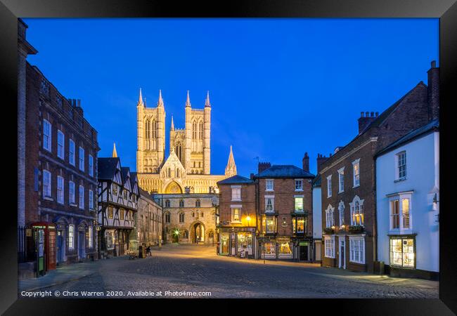 Lincoln Cathedral at Twilight Framed Print by Chris Warren