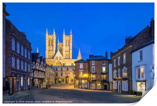 Lincoln Cathedral at Twilight Print by Chris Warren