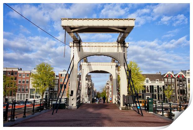 Skinny Bridge in Amsterdam Print by Artur Bogacki