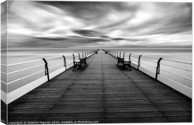 Saltburn Pier at Sunrise, Long Exposure Black and  Canvas Print by Graeme Pegman